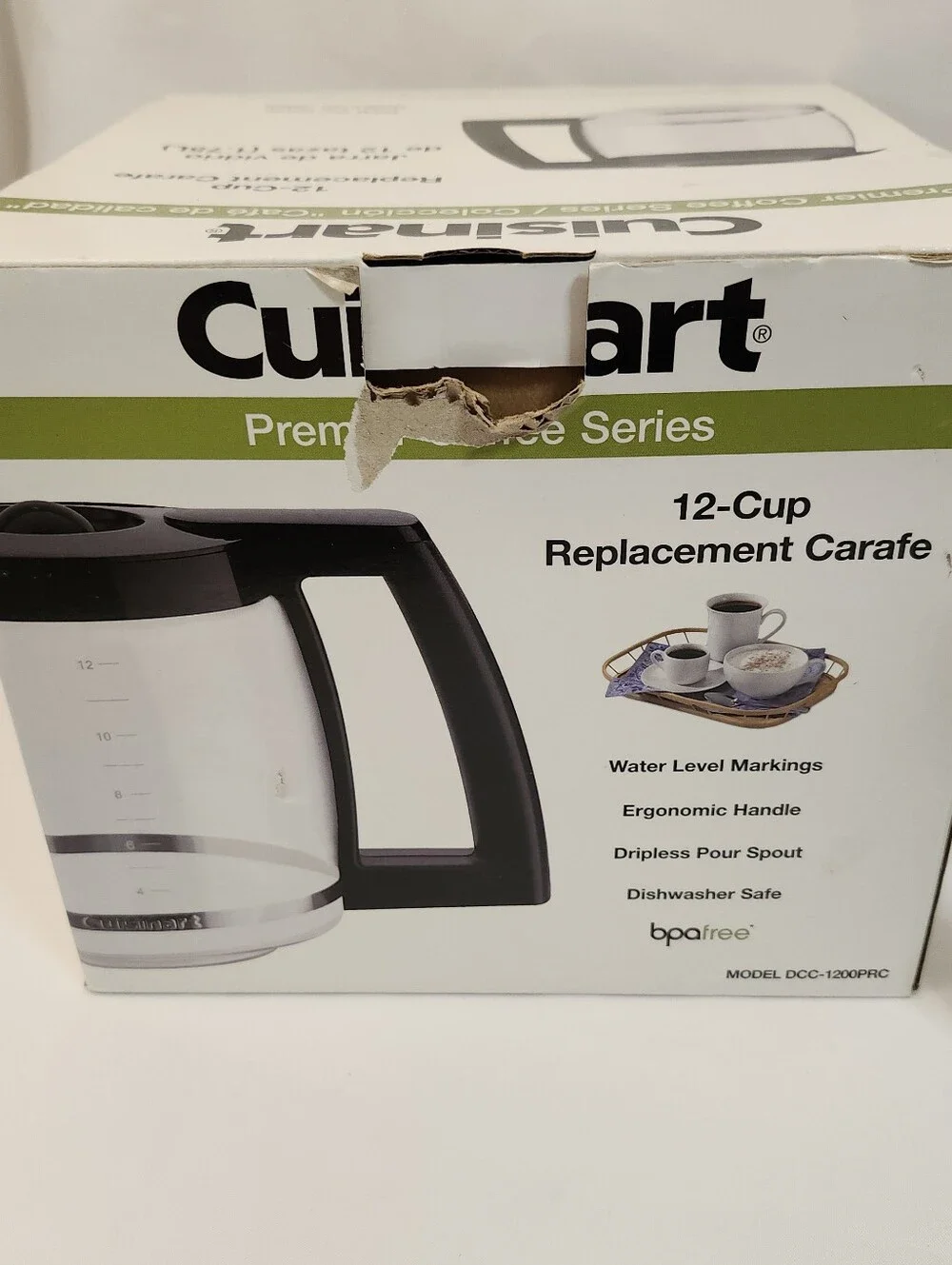 Cuisinart DCC-1200PRC Glass 12 Cup Replacement Carafe - Black NIB *READ